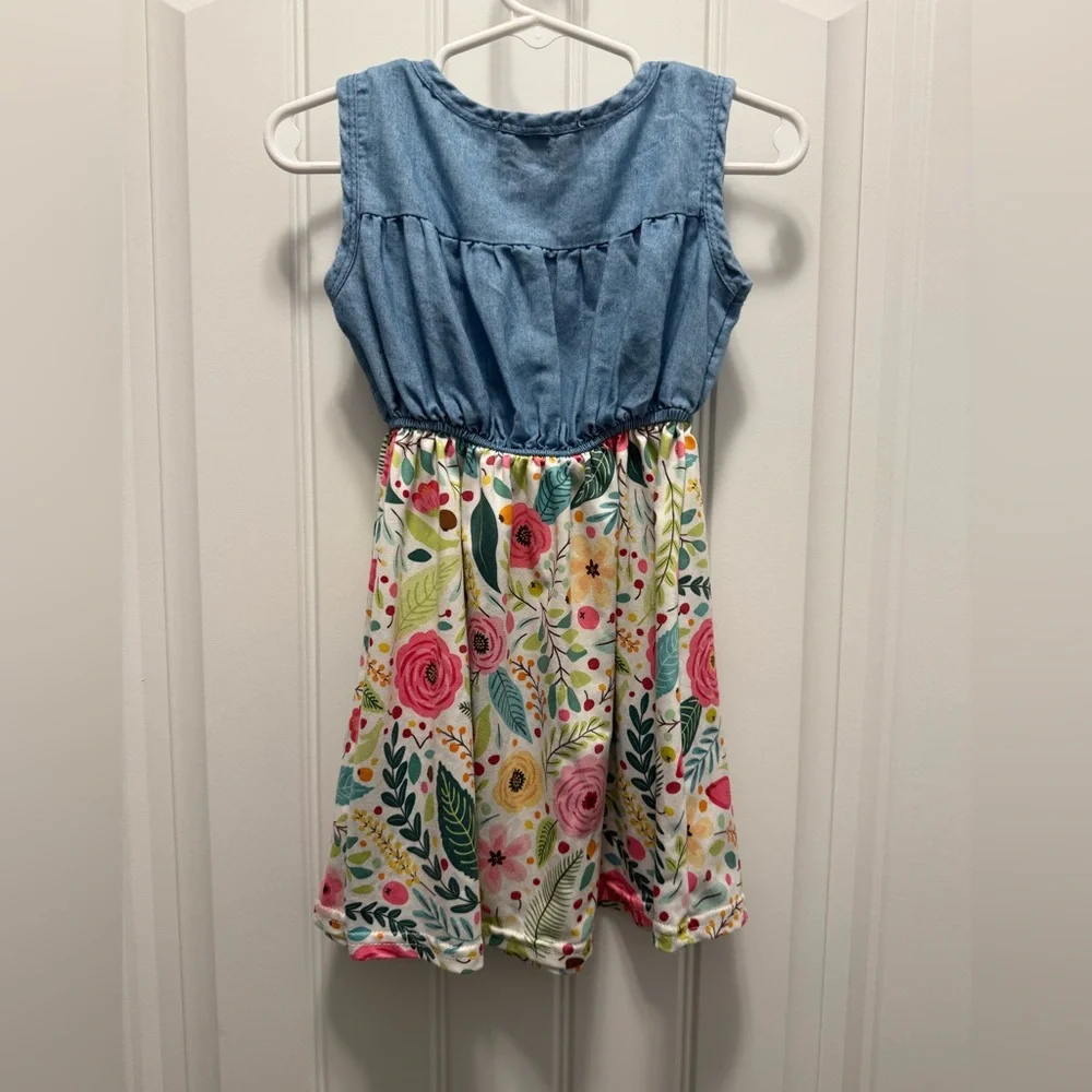 Wellie Kate Denim and Floral Kids Dress